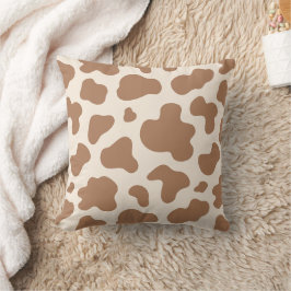 Almofada Boho Neutro Estampa de Vaca Ocidental Cowboy Bege 