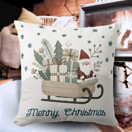 Almofada Boho Papais noeis em Sleigh com Dons Snowflakes Na