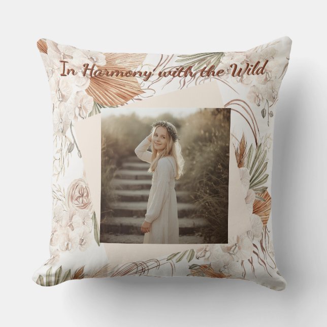 Almofada Boho Personalizada Presente de Foto Boêmi (Frente)