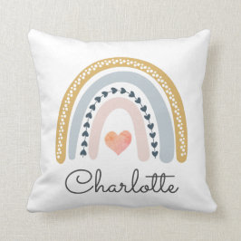 Almofada Boho Personalizado Aquarela Arco-Íris Nome Raparig