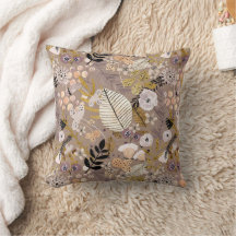Boho Preto Branco Dourado Pêssego Folha Desenhada 
