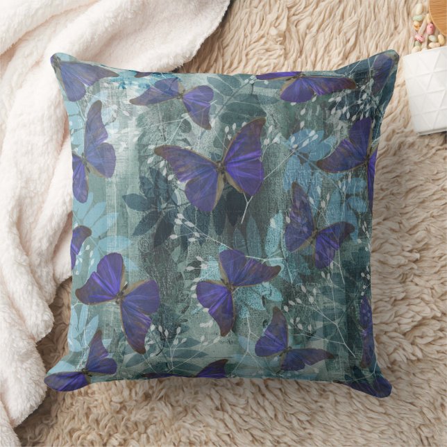 Almofada Boho Purple Butterfly & Cyan Botanic Original (Cobertor)