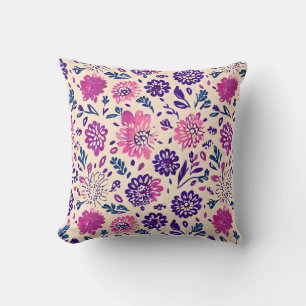 Almofada Boho Purple Ombre Padrão Floral