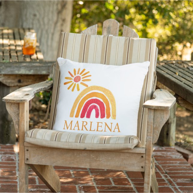 Almofada Boho Rainbow Bohemian Orange Sun Nursery Cute (Cadeira)