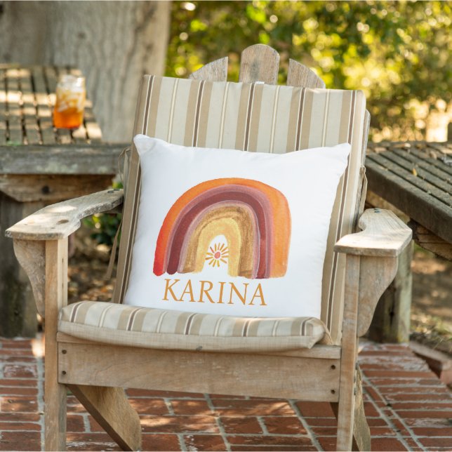 Almofada Boho Rainbow Bohemian Sun Orange Orange Nursery Cu (Cadeira)