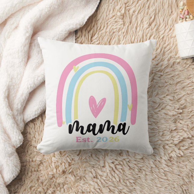 Almofada Boho Rainbow Custom Mama Est. Year Keepsake (Cobertor)