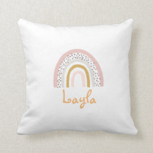 Almofada Boho Rainbow em pastos cor-de-rosa