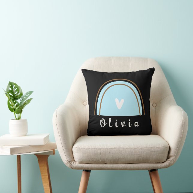 Almofada Boho Rainbow minimalista com nome personalizado (Cadeira)
