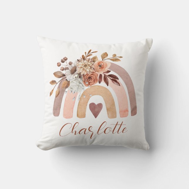 Almofada Boho Rust Terracotta Rainbow Personalizado (Frente)