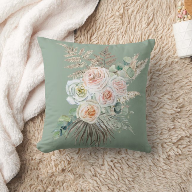 Almofada Boho Rústico Floral Rosa Evergreen Pampas (Cobertor)