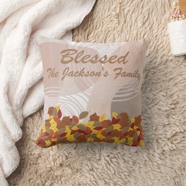 Almofada Boho rústico personalizado abençoado, Ação de Graç (Cobertor)