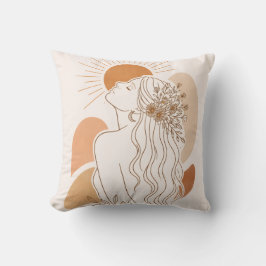Almofada Boho Sun Goddess – Minimal Line Art Pillow