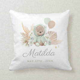 Almofada Boho Teddy Bear Chá de fraldas Gift Sage Green