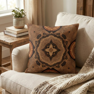 Almofada Boho Terroso Marrom Tribal Mandala Caleidoscópio