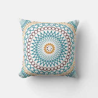 Almofada Boho Travesseiro decorativo Brown Teal Dourado