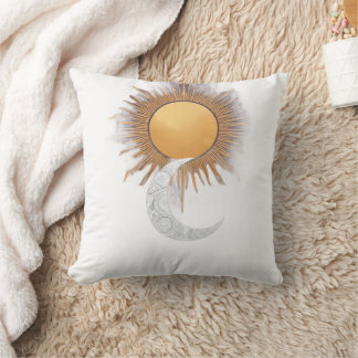 Almofada Boho Travesseiro Decorativo Sol Lua Celestial