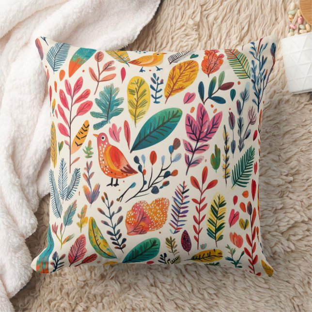 Almofada Boho Watercolor Birds – Artistic Nature-Inspired 2 (Cobertor)