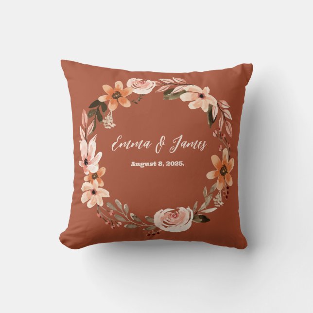 Almofada Boho Watercolor Floral Personalizado (Frente)