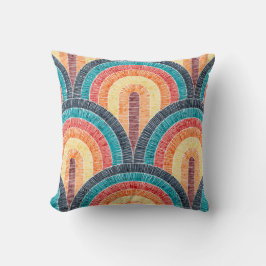 Almofada Boho Watercolor Red Teal Laranja Arco-Íris