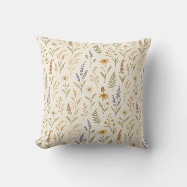Almofada Boho Watercolor Wildflower Floral (Frente)