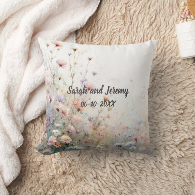 Almofada Boho Watercolor Wildflower Personalize (Cobertor)