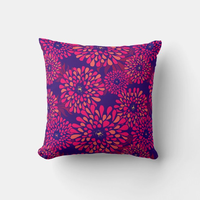 Almofada Boho Whimsical Floral Marinho Fuchsia (Frente)