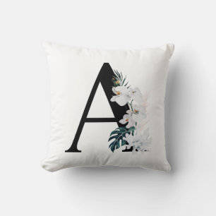 Almofada Boho White Orchids Tropical A Monograma