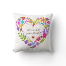 Boho Wildflower Heart Customizable Travesseiro dec