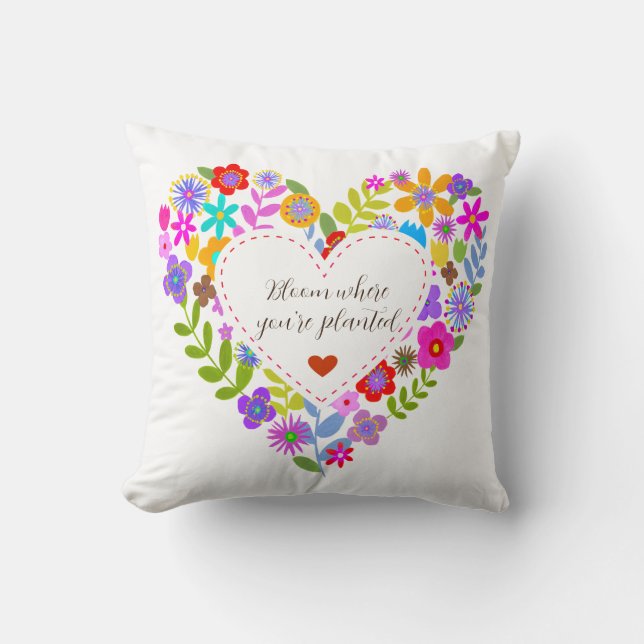 Almofada Boho Wildflower Heart Customizable Travesseiro dec (Frente)