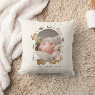Almofada Boho Woodland Animal Baby Stats Foto