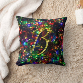 Almofada Bokeh Colorful Burry Christmas Lights Monogramed