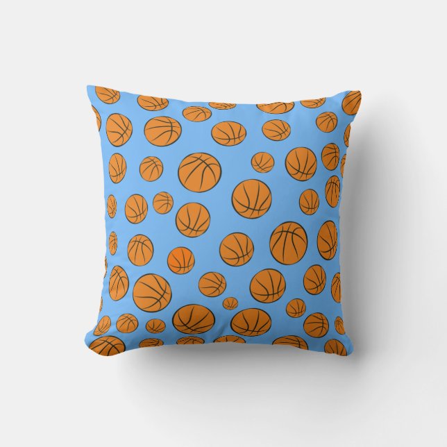 Almofada Bolas de Basquete em Fundo Azul (Frente)