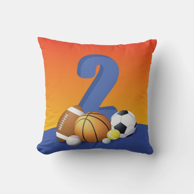 Almofada Bolas de Esporte de segundo aniversário (Frente)