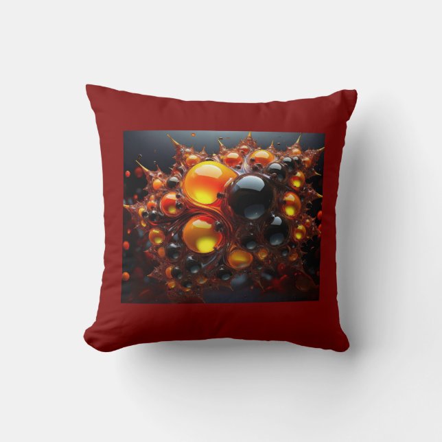 Almofada Bolas de Mandelbrot Pretas E Douradas (Frente)