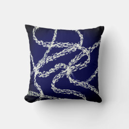 Almofada bold abstract art white lines on dark blue 