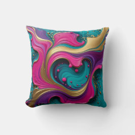 Almofada Bold Abstract Heart Swirl – Modern Colorful Art