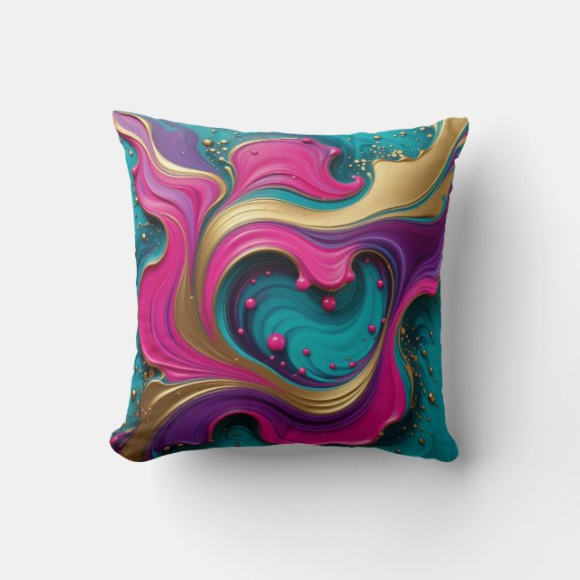 Almofada Bold Abstract Heart Swirl – Modern Colorful Art (Frente)