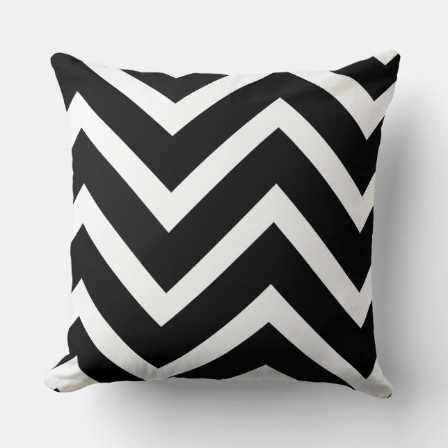 Almofada Bold Black White Chevron Geometric Pattern (Frente)
