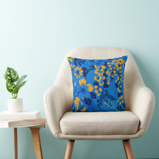 Almofada Bold Blue Garden – Vibrant Floral Pattern