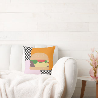 Almofada Bold Burger Checkered Pink Orange Black 