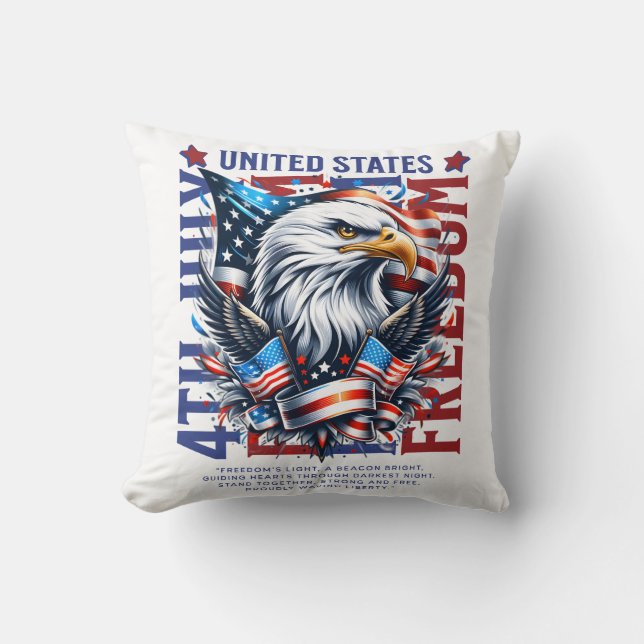 Almofada Bold Eagle Patriotic 4th of July Pillow (Frente)