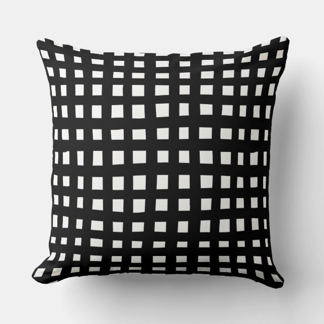 Almofada Bold Grid 091216 - Preto no Branco (Frente)