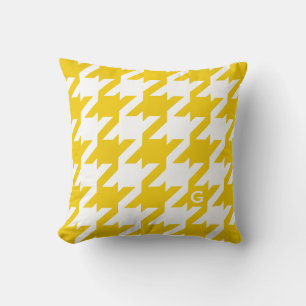 Almofada Bold houndstooth amarelo moderno com monograma