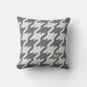 Almofada Bold houndstooth da cinza moderna com monograma