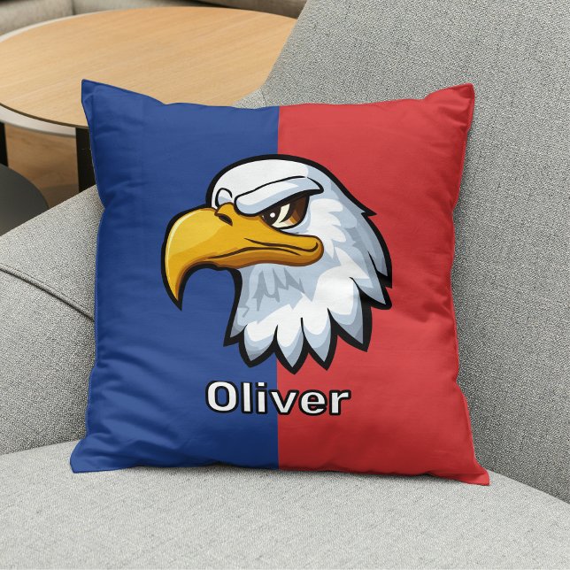 Almofada Bold Patriotic Cartoon Eagle Personalizado (Criador carregado)