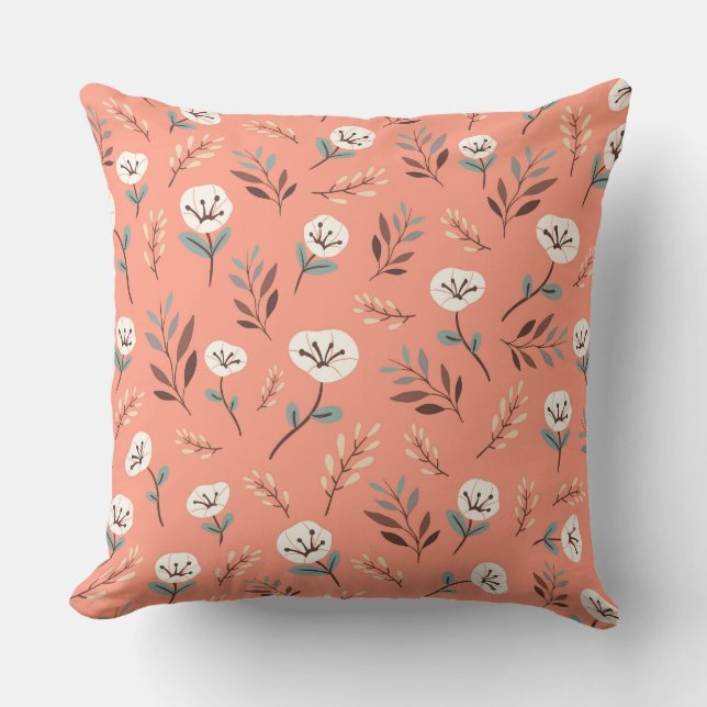 Almofada Bold White Poppies on Red (Frente)