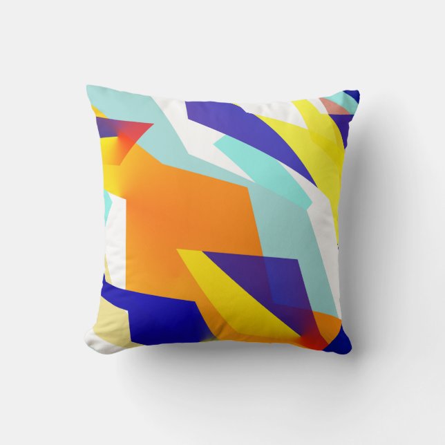 Almofada Bold Yellow Blue Abstrato Art (Frente)