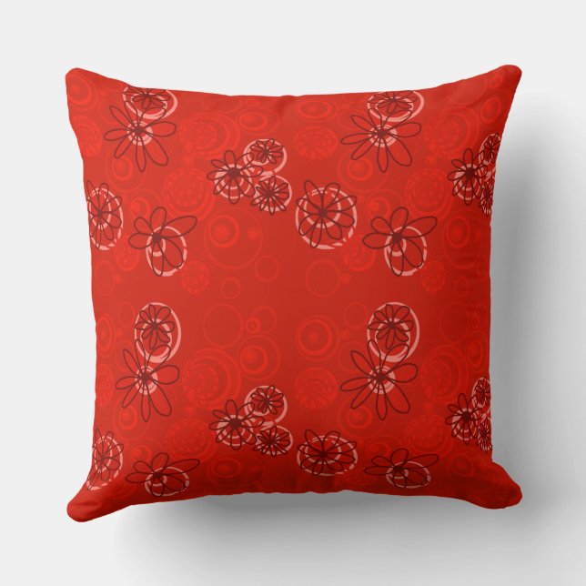 Almofada Bolhas Florais de Mazipoodles - Vermelho (Verso)