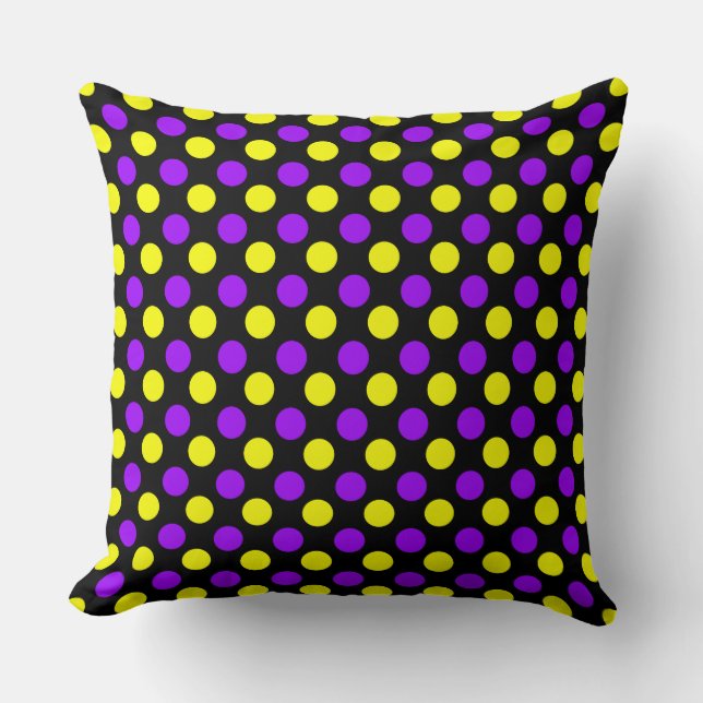 Almofada Bolinhas Amarelo Roxo Personalizada - Travesseiro  (Frente)
