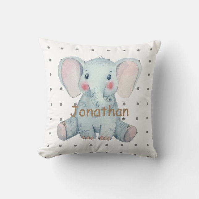 Almofada Bolinhas de elefantes fofinhos, fofinhos, azuis (Frente)